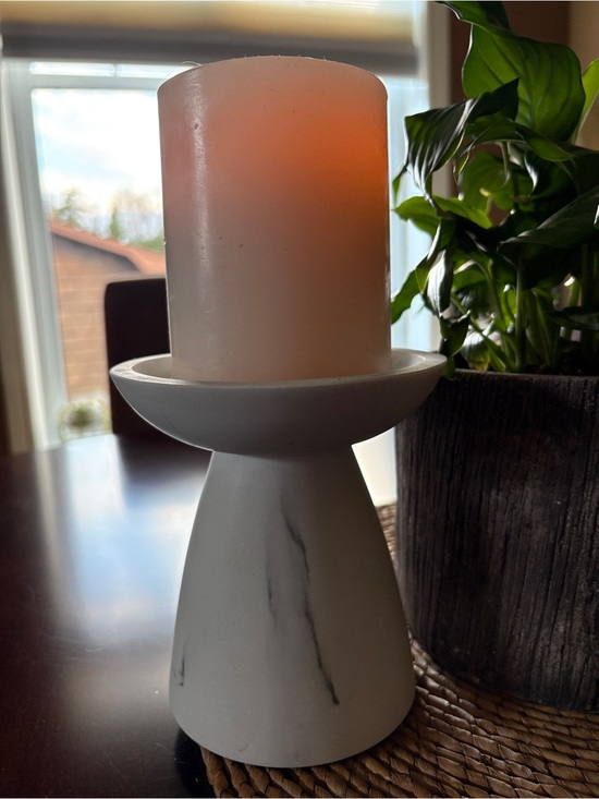 Bath & Body Works Other - 🤍 White Marble Pedestal Candle Holder | 3-Wick Size | Modern Decor